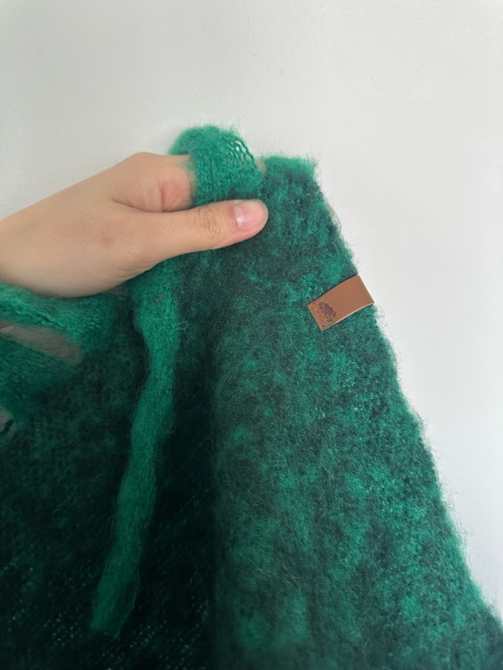 Roots Oversized Dark Green Plaid Fringe Scarf - Picture 3 of 4
